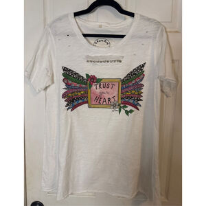 Women's A Rare Bird Short Sleeve Tee S White Pink Trust Your Heart